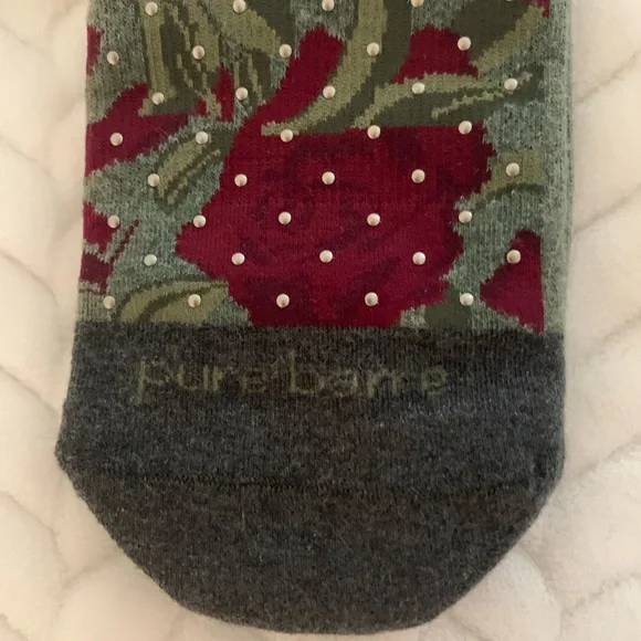 Pure Barre “Formation” Grip Socks in Red, Green and Gray unique print [Small] - Picture 3 of 4